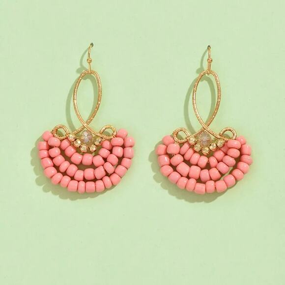 The Stylist Mom Boutique Jewelry - Beaded Boho Earrings Pink Beachy Vacation Resort Romantic Best Seller